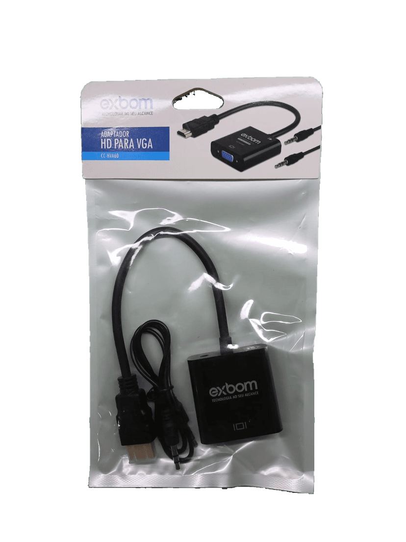 Adaptador Conversor HDMI para VGA com Áudio P2 - Exbom CC-HVA60 - Full HD 1080p